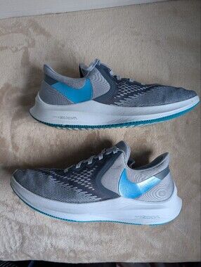 Nike Men’s Gray & Blue Zoom Running Sneakers Size 10.5